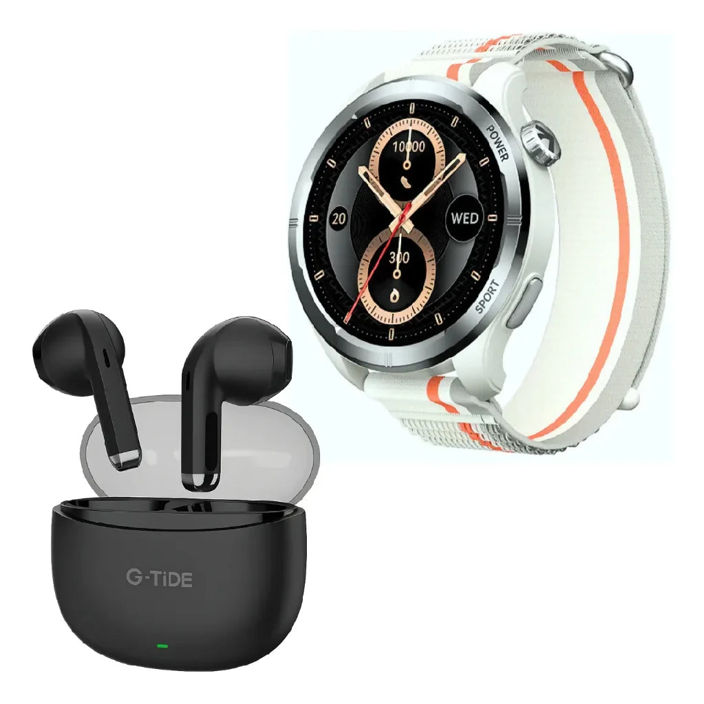 D_NQ_NP_2X_894573-MLM88370493101_072025-F-smartwatch-filwans-gtr-lite-plata-audifonos-g-tide-l21-negro