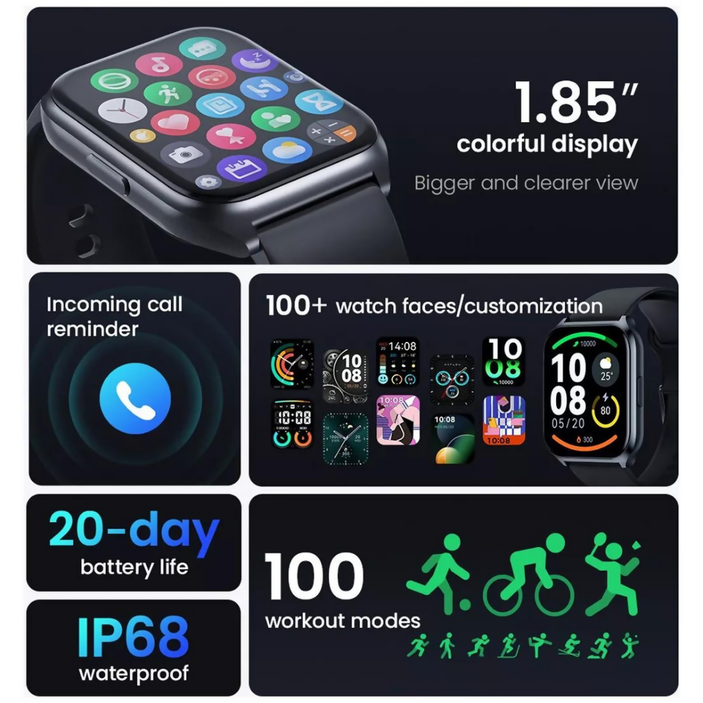Haylou Smart Watch 2 Pro 1.85" Gran Pantalla, Con Llamadas, Ipx68 Para Android Y los, Bluetooth 5.0, Caratulas Personalizadas, Ls02 Pro, Azul Oscuro