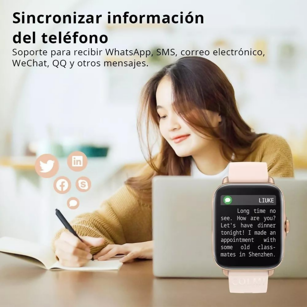 Smartwatch Colmi P28plus. Notifica llamadas. DORADO