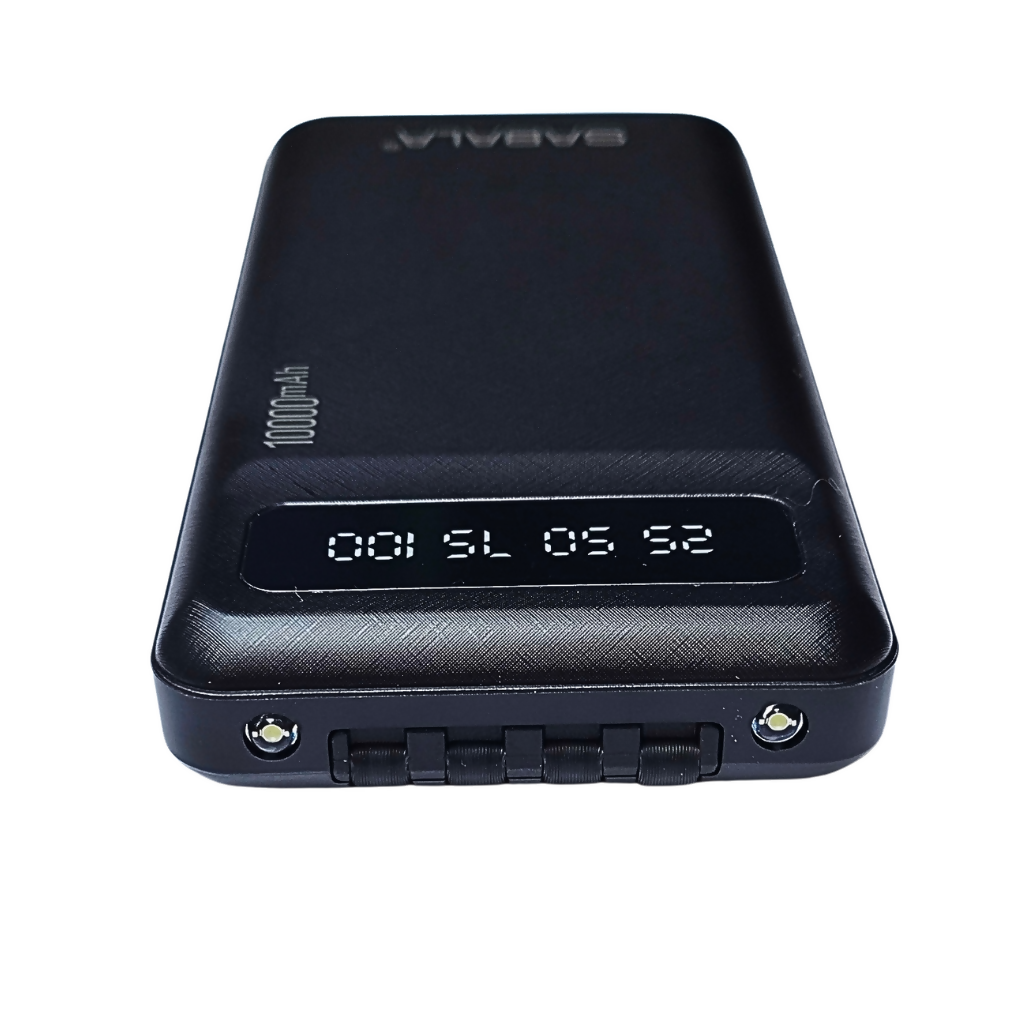 Batería portátil power bank 10000Mha Sabala con 4 salidas cable, con linterna. Negro