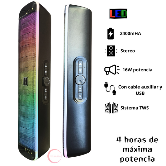 Bocina Bluetooth G-Tide SH30 con Luces LED, 16W de Potencia, 4 Horas de Reproducción y Sonido Envolvente