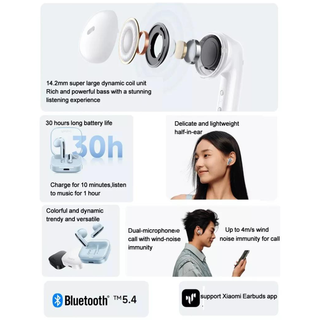 Xiaomi redmi buds 6 active azul con Smartwatch Reloj inteligente clásico G-tide power