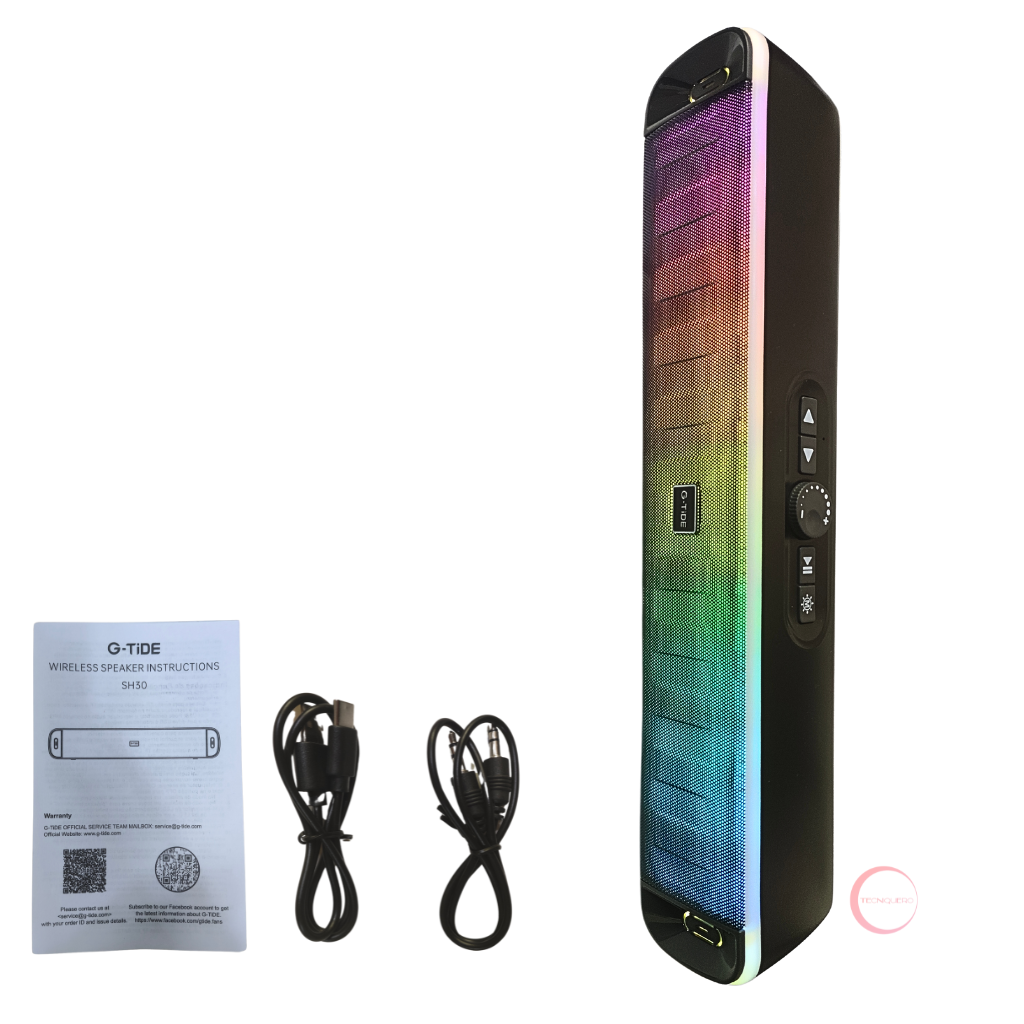 Bocina Bluetooth G-Tide SH30 con Luces LED, 16W de Potencia, 4 Horas de Reproducción y Sonido Envolvente