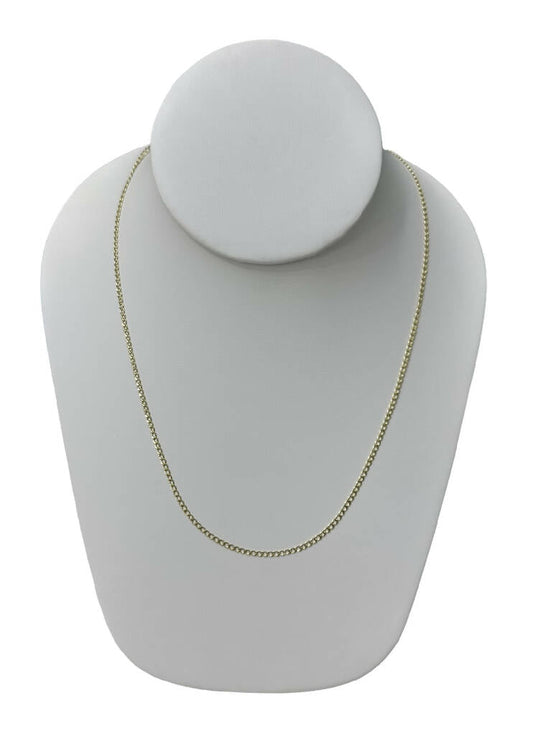 Cadena en Oro amarillo semi-sólida , real de 10 quilates Modelo cubano brillante, clásico para hombre resistente para colgantes y abalorios con cierre de langosta , 2 milímetro de ancho y 20 pulgadas de largo.