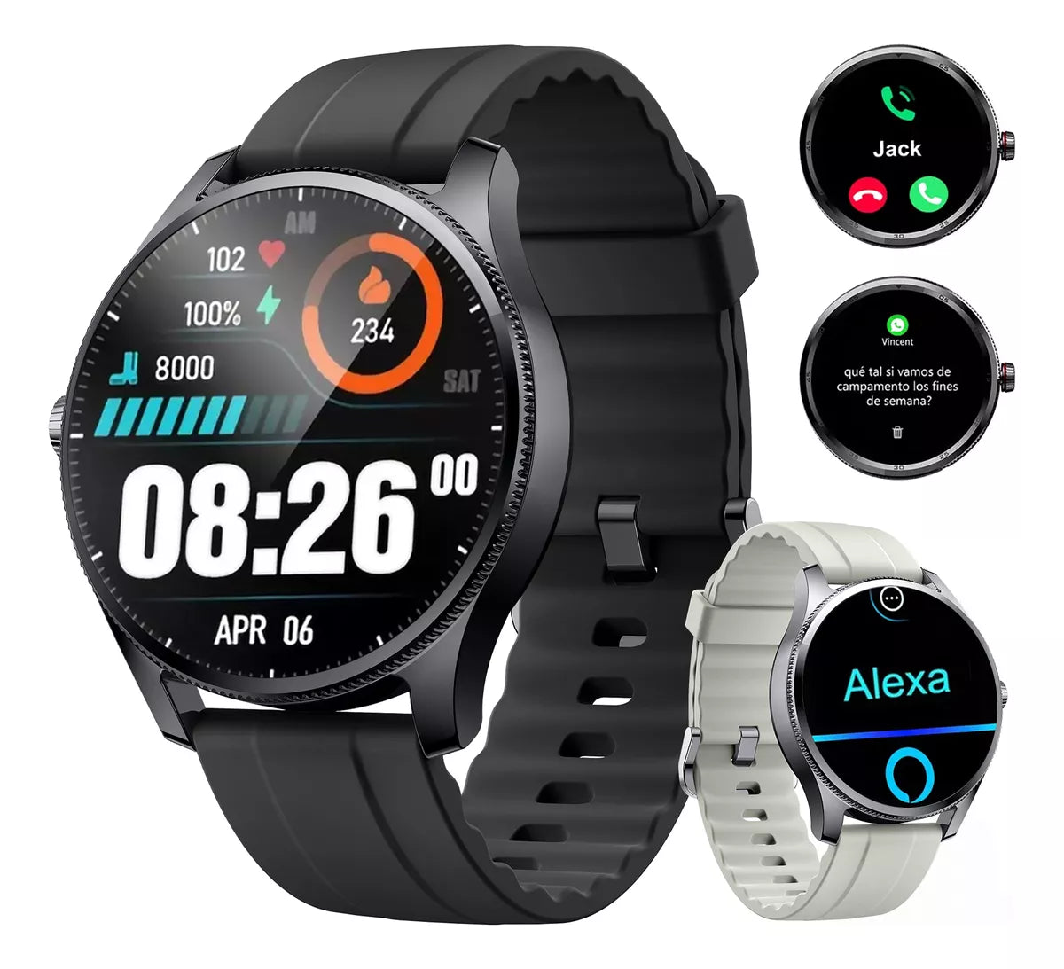 Smartwatch Reloj Inteligente Bluetooth Llamadas Alexa Impermeable IP68 1.38" Monitoreo de Salud y Ejercicio
