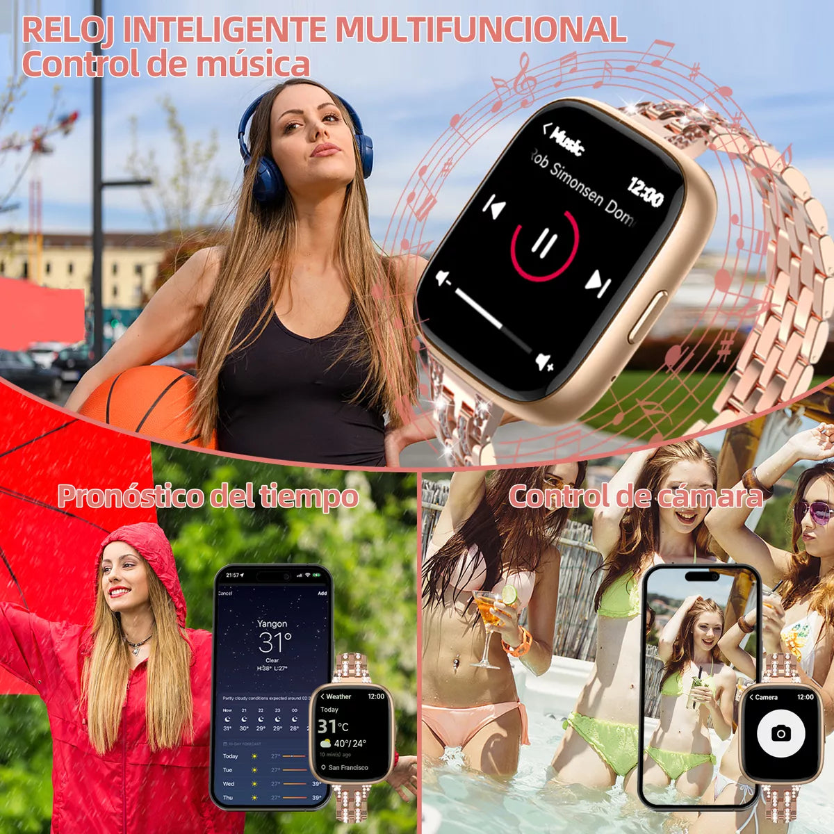 Reloj Inteligente Aitafy-S17 con Alexa, Bluetooth, Resistencia al Agua y Pantalla HD - Ideal para Mujer y Hombre