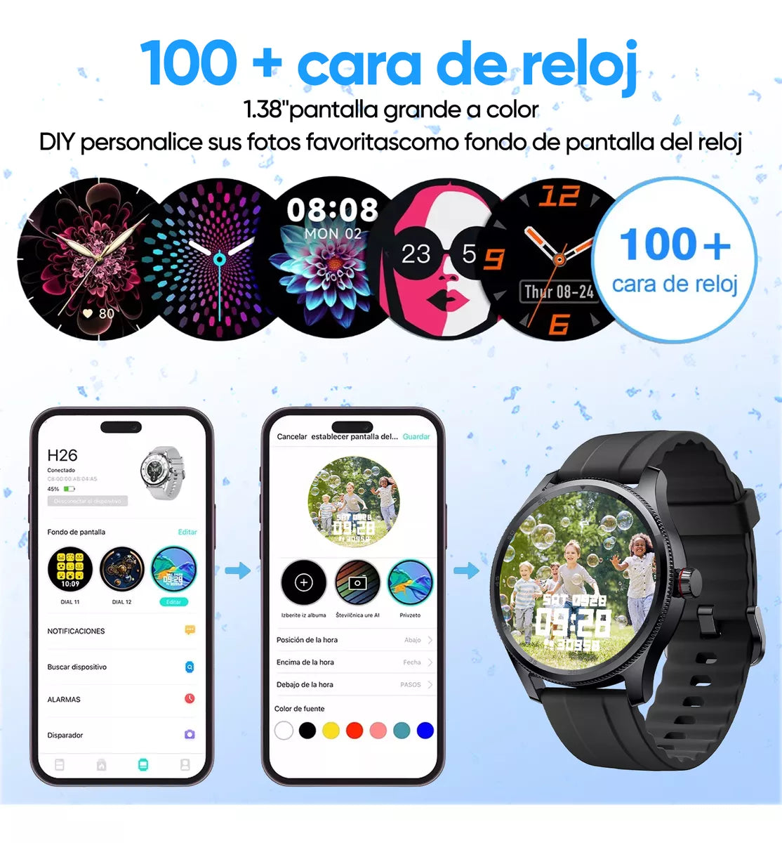 Smartwatch Reloj Inteligente Bluetooth Llamadas Alexa Impermeable IP68 1.38" Monitoreo de Salud y Ejercicio