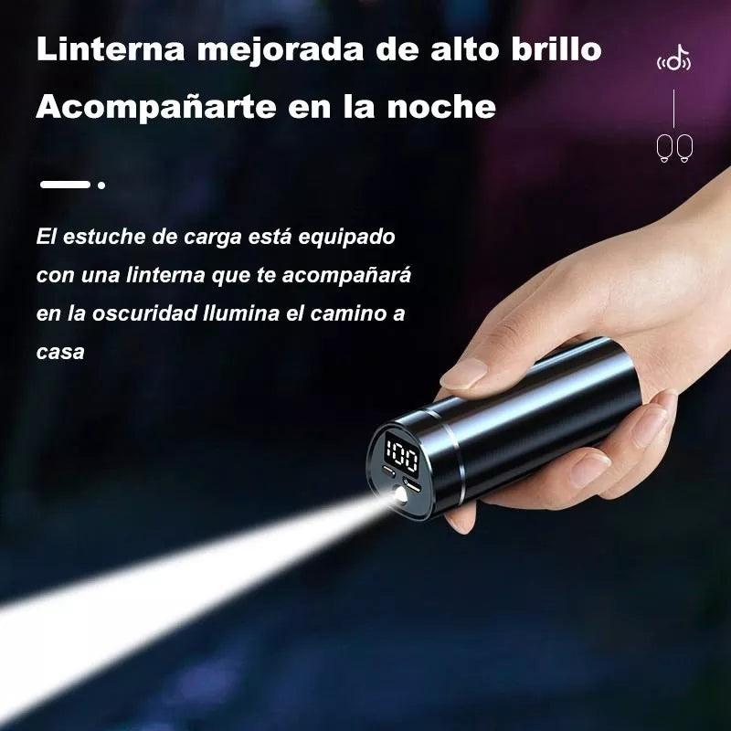 Audífonos Inalámbricos Bluetooth 5.0  - Sonido Estéreo, Manos Libres, LED y Resistencia al Agua - Negro