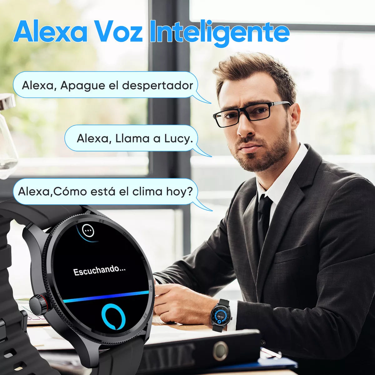 Smartwatch Reloj Inteligente Bluetooth Llamadas Alexa Impermeable IP68 1.38" Monitoreo de Salud y Ejercicio