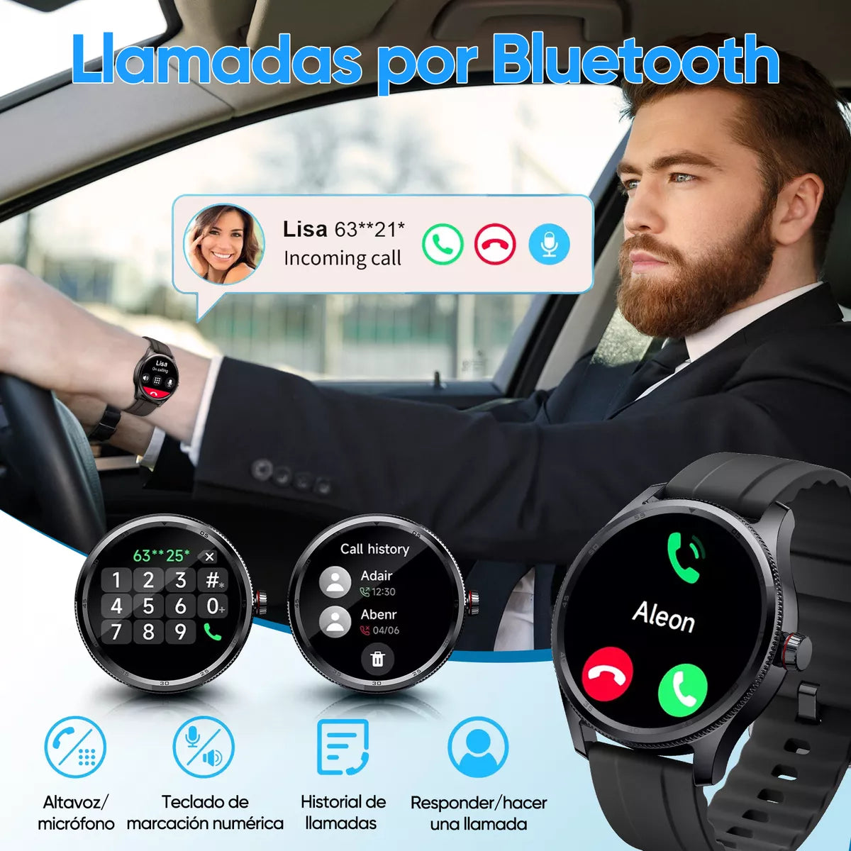 Smartwatch Reloj Inteligente Bluetooth Llamadas Alexa Impermeable IP68 1.38" Monitoreo de Salud y Ejercicio