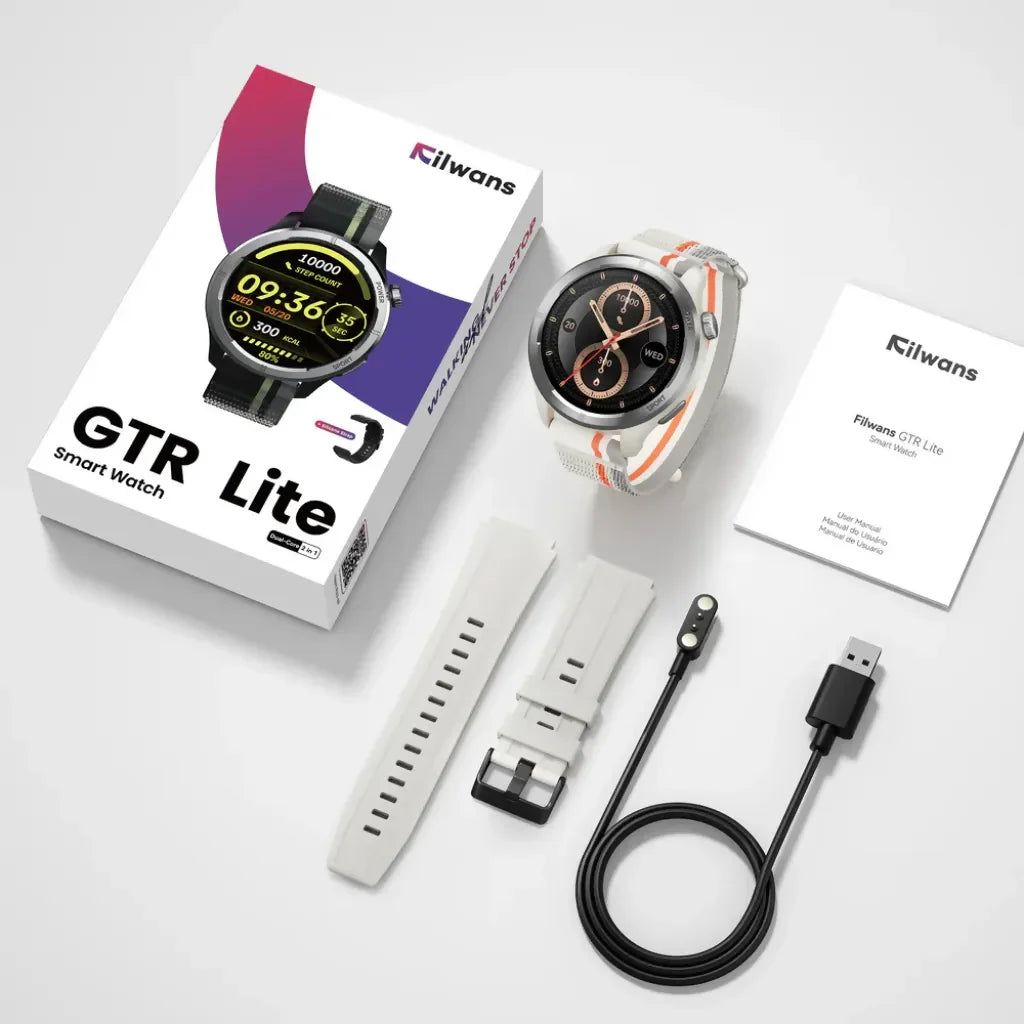 D_NQ_NP_2X_870061-MLM88370679287_072025-F-smartwatch-filwans-gtr-lite-plata-audifonos-g-tide-l21-negro