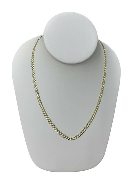 Cadena en Oro amarillo real de 10 quilates Modelo cubano brillante, clásico para hombre resistente para colgantes y abalorios con cierre de langosta ,5 milímetro de ancho y 22 pulgadas de largo.