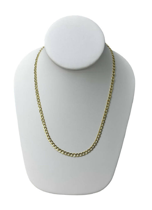 Cadena en Oro amarillo real de 10 quilates Modelo cubano brillante, clásico para hombre resistente para colgantes y abalorios con cierre de langosta , 4.5 milímetro de ancho y 22 pulgadas de largo.